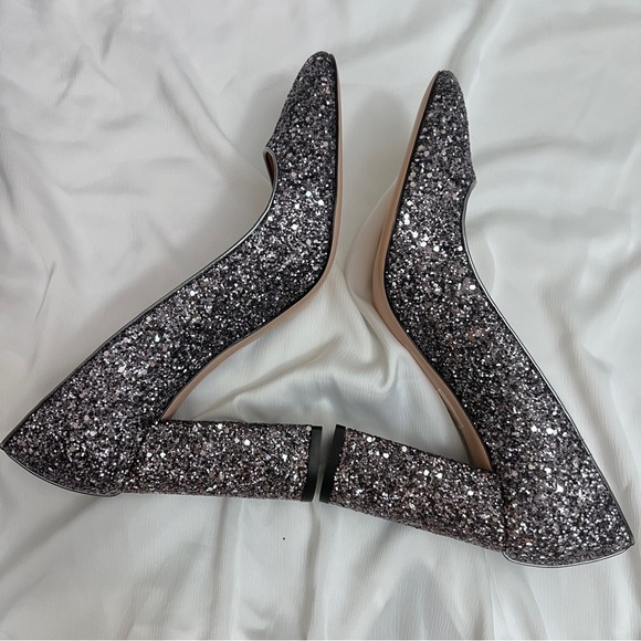 BRAND NEW J.crew silver platinum glitter high heel pumps in size 10 new in box - Picture 3 of 11